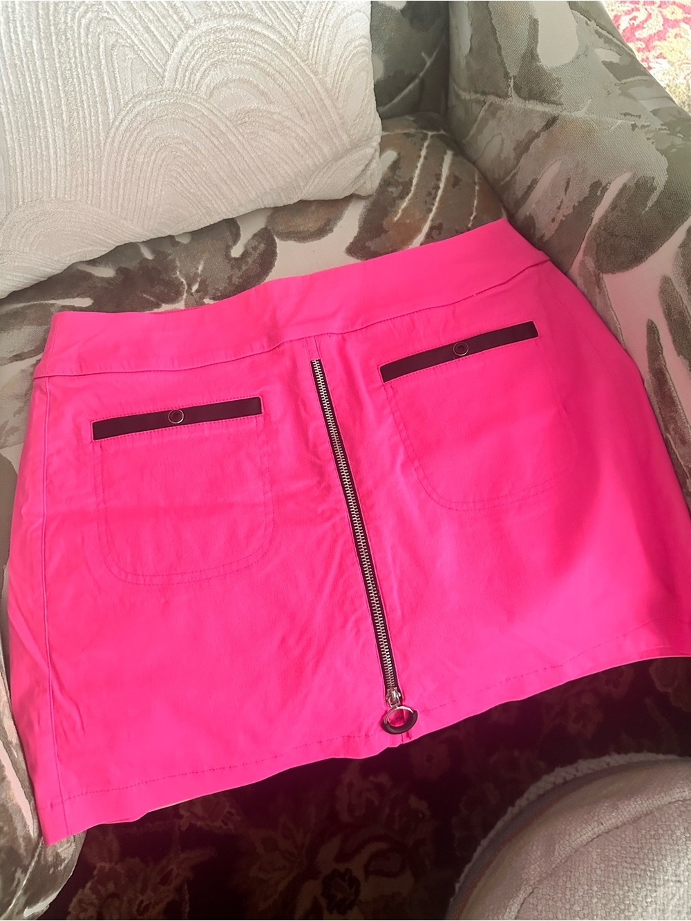 Jamie Sadock Neon Pink Mini Skirt with Center Zip Golf | Pickleball Size 12